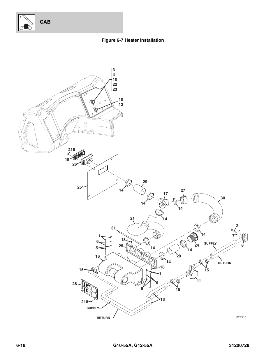 Figure 6-7 heater installation, Heater installation -18, Er, (see figure 6-7 for details) | Ts, (see figure 6-7 for details), See figure 6-7 for details) | JLG G12-55A Parts Manual User Manual | Page 226 / 418