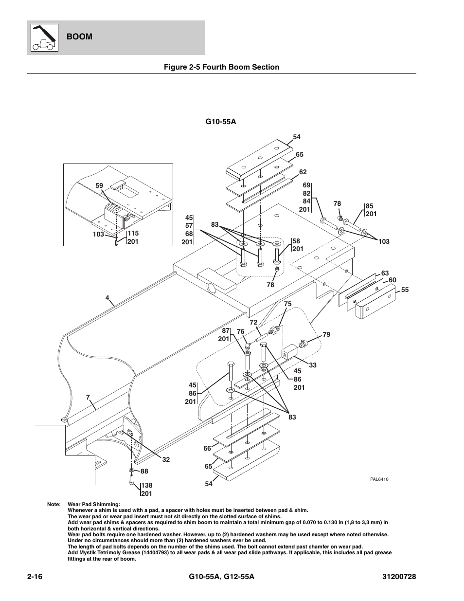 Figure 2-5 fourth boom section, Fourth boom section -16, N, (see figure 2-5 for details) | JLG G12-55A Parts Manual User Manual | Page 40 / 418