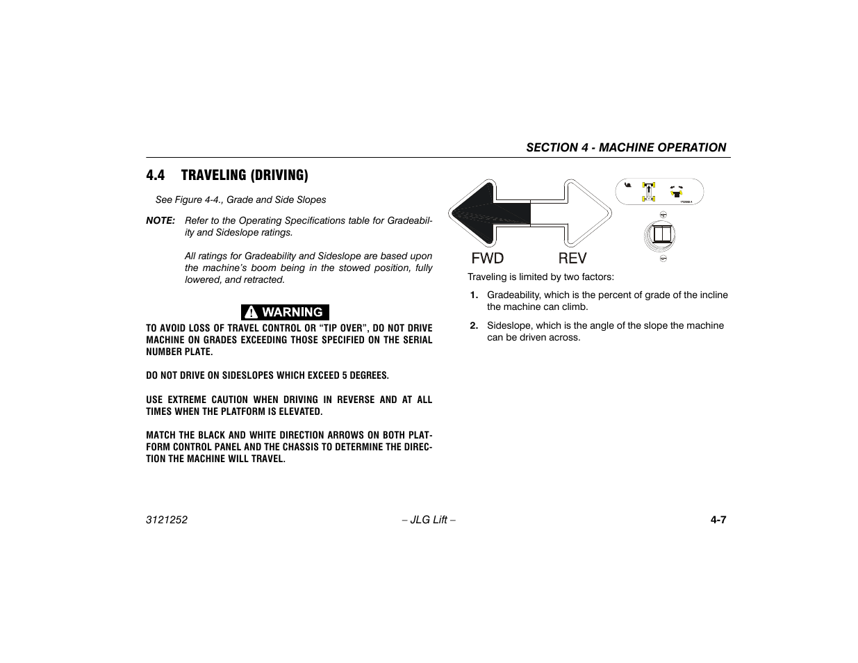 4 traveling (driving), 4 traveling (driving) -7 | JLG E300 Operator Manual User Manual | Page 51 / 92