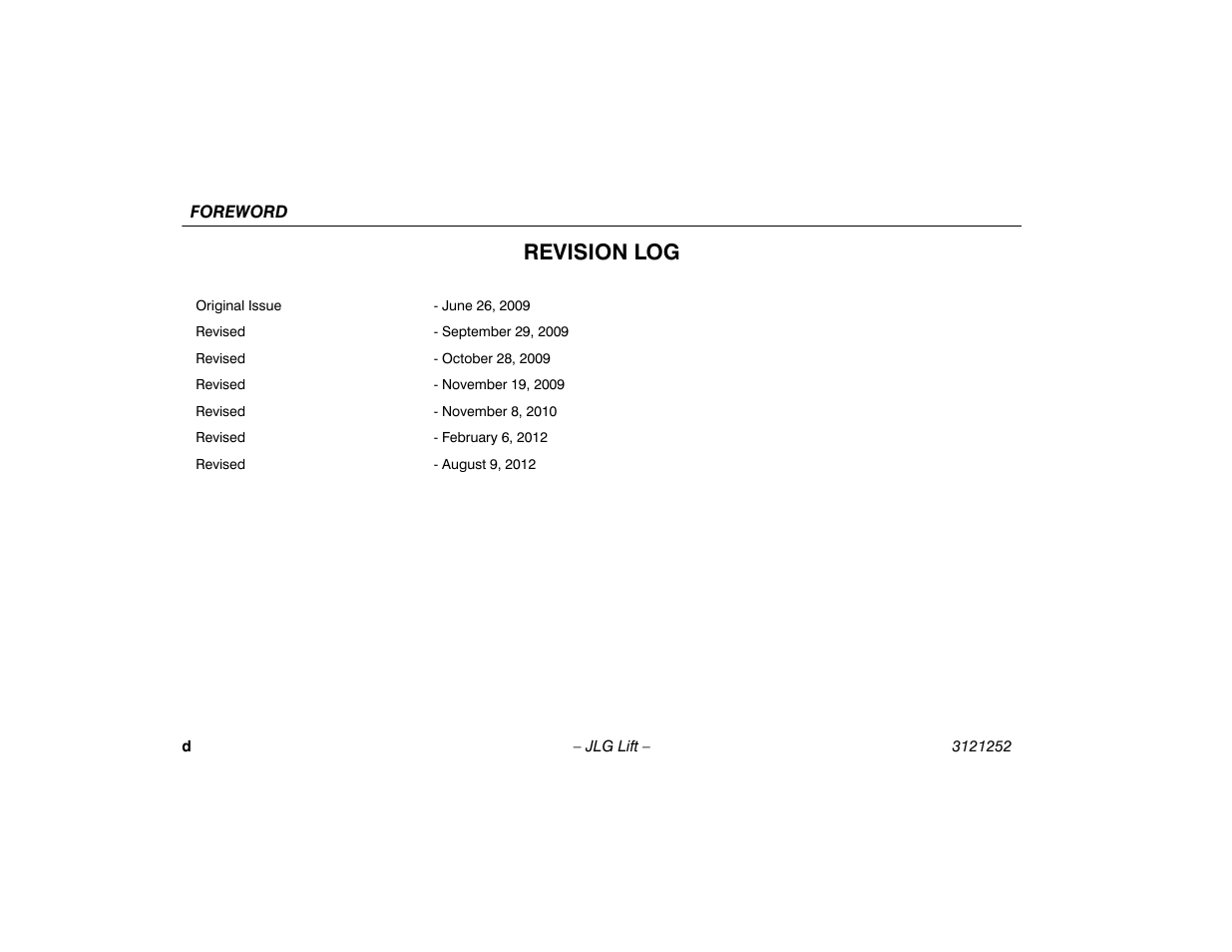 Revision log | JLG E300 Operator Manual User Manual | Page 6 / 92