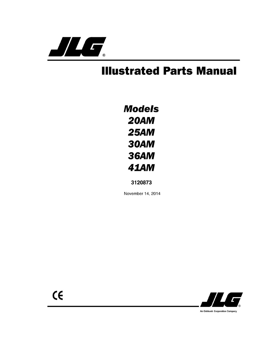 JLG 41AM (3120873-2014) Parts Manual User Manual | 182 pages