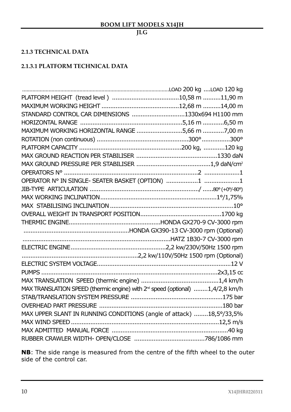 JLG X14JH Operator Manual User Manual | Page 13 / 108