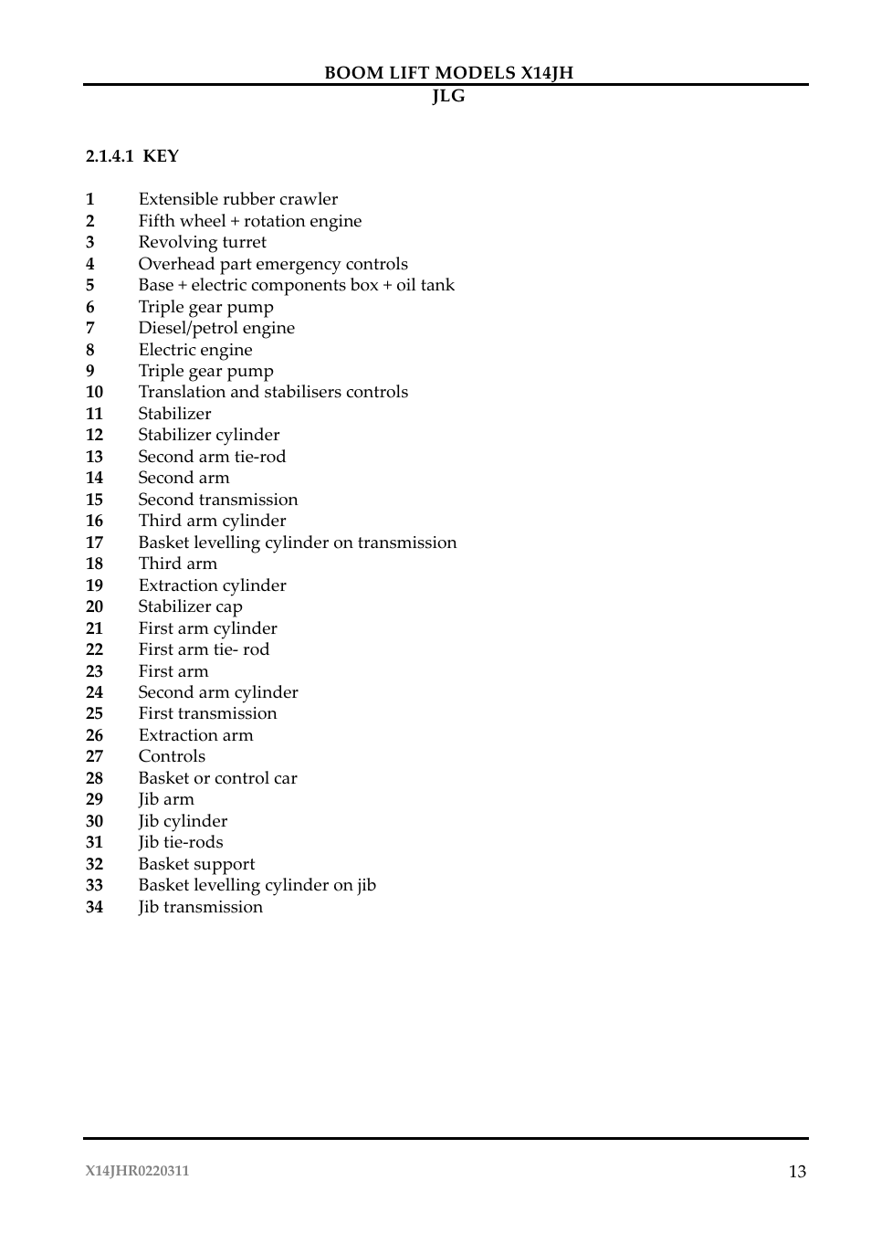 JLG X14JH Operator Manual User Manual | Page 16 / 108