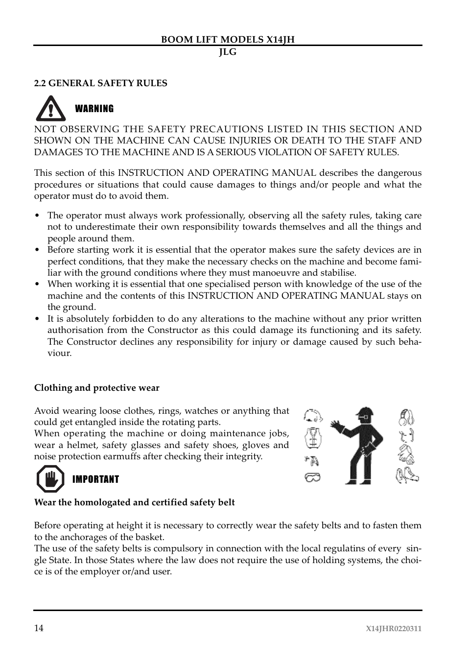 JLG X14JH Operator Manual User Manual | Page 17 / 108