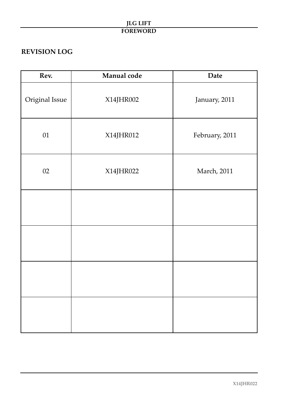 JLG X14JH Operator Manual User Manual | Page 3 / 108