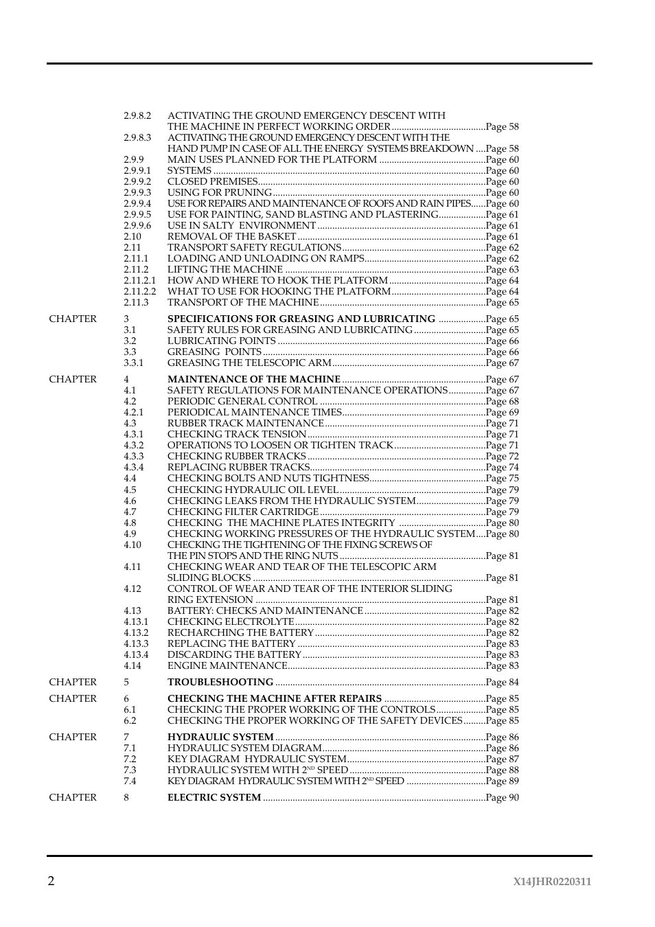 JLG X14JH Operator Manual User Manual | Page 5 / 108