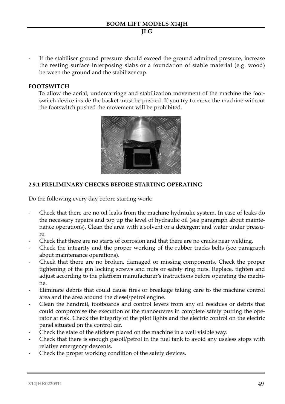 JLG X14JH Operator Manual User Manual | Page 52 / 108