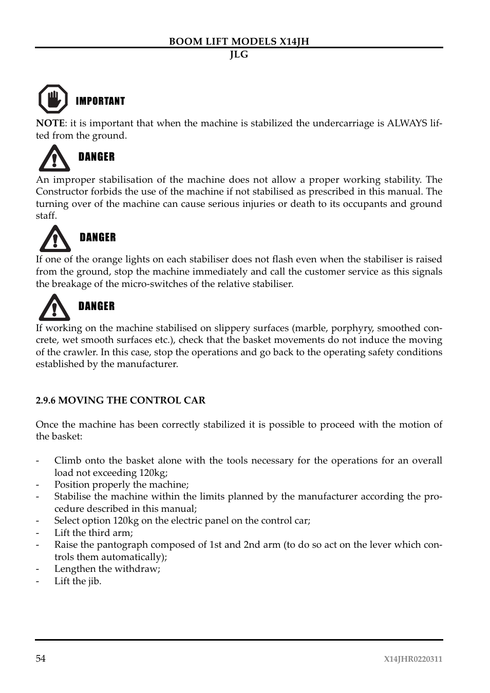 JLG X14JH Operator Manual User Manual | Page 57 / 108
