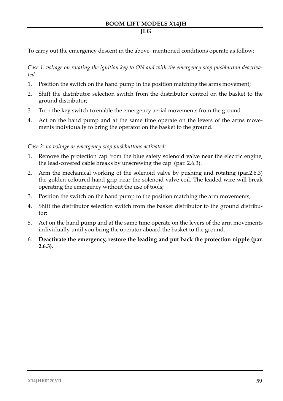 JLG X14JH Operator Manual User Manual | Page 62 / 108