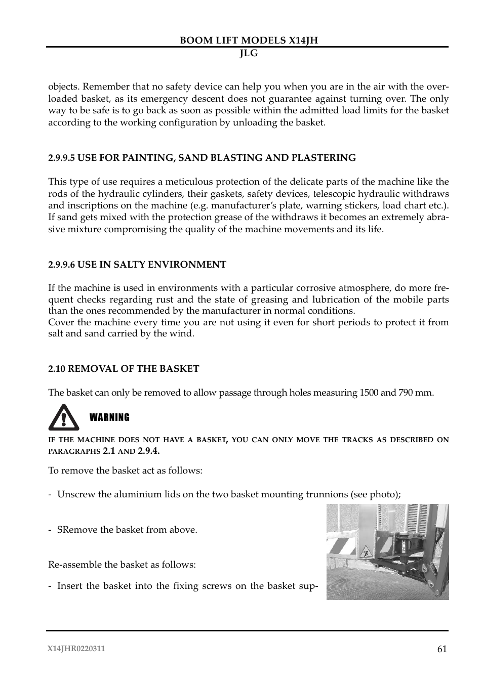 Attenzione | JLG X14JH Operator Manual User Manual | Page 64 / 108