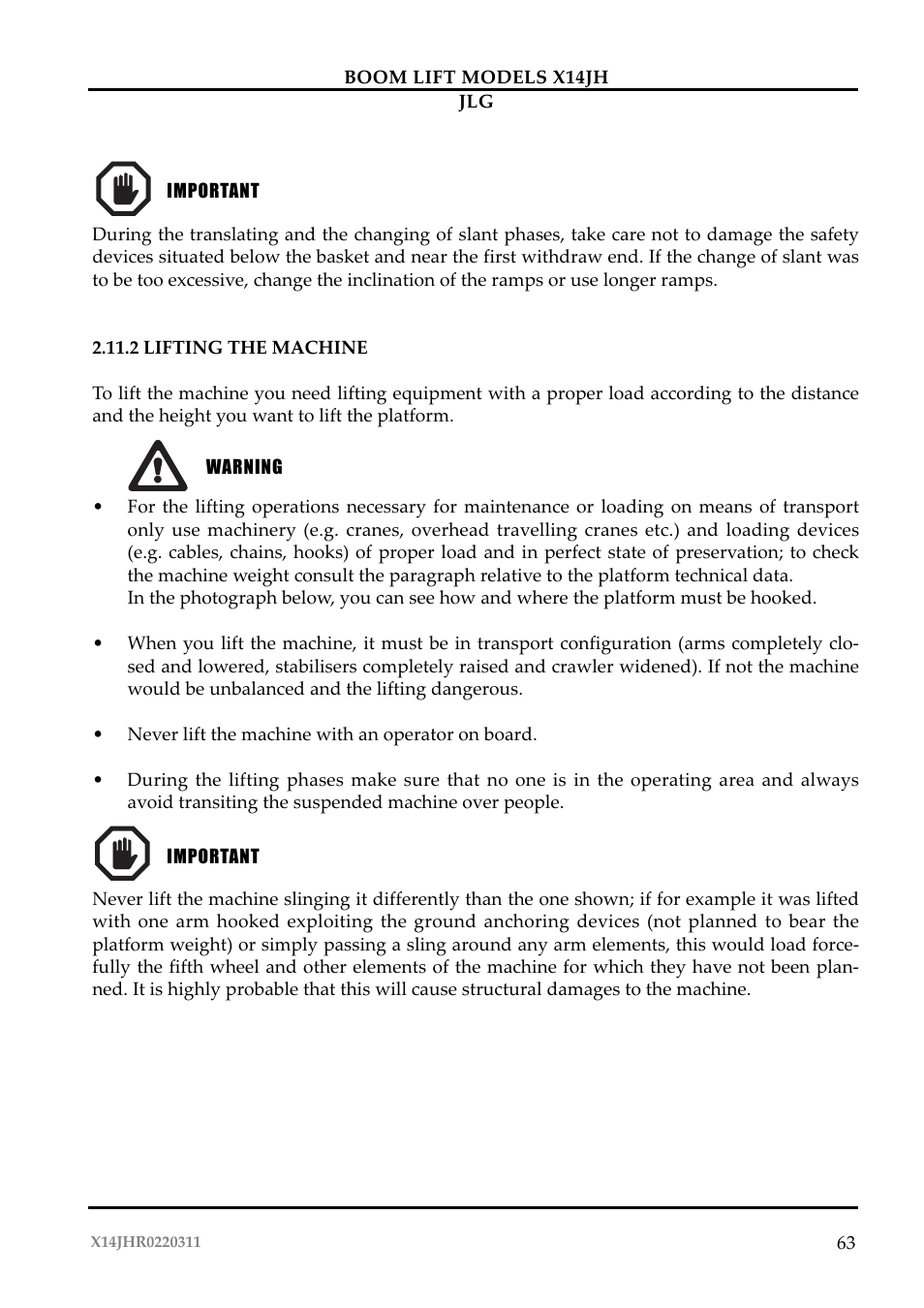 JLG X14JH Operator Manual User Manual | Page 66 / 108