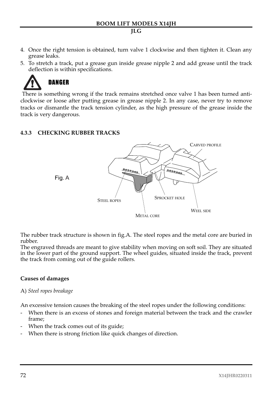 Pericolo | JLG X14JH Operator Manual User Manual | Page 75 / 108