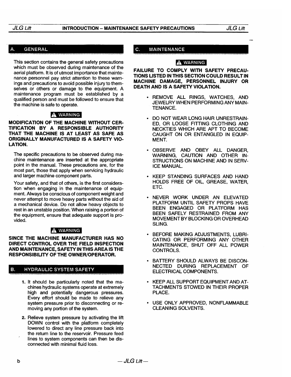 JLG 20VP (3123001) Operator Manual User Manual | Page 4 / 160