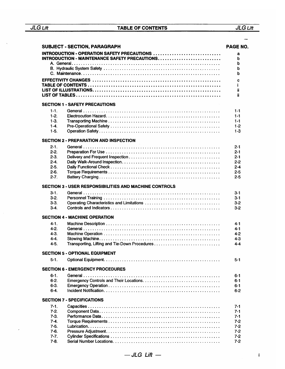 JLG 20VP (3123001) Operator Manual User Manual | Page 7 / 160