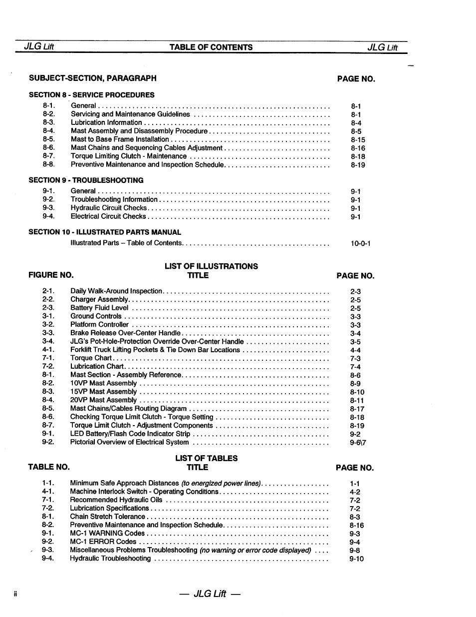 JLG 20VP (3123001) Operator Manual User Manual | Page 8 / 160