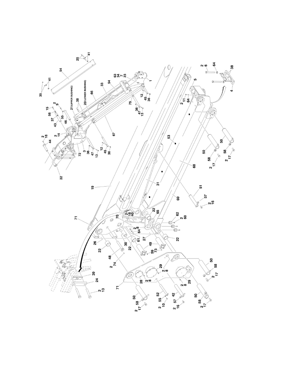 Figure 3-3. boom installation - e600jp and m600jp | JLG M600 ANSI Parts Manual User Manual | Page 110 / 260