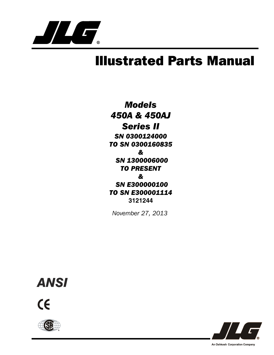 JLG 450A_AJ Series II Parts Manual User Manual | 440 pages