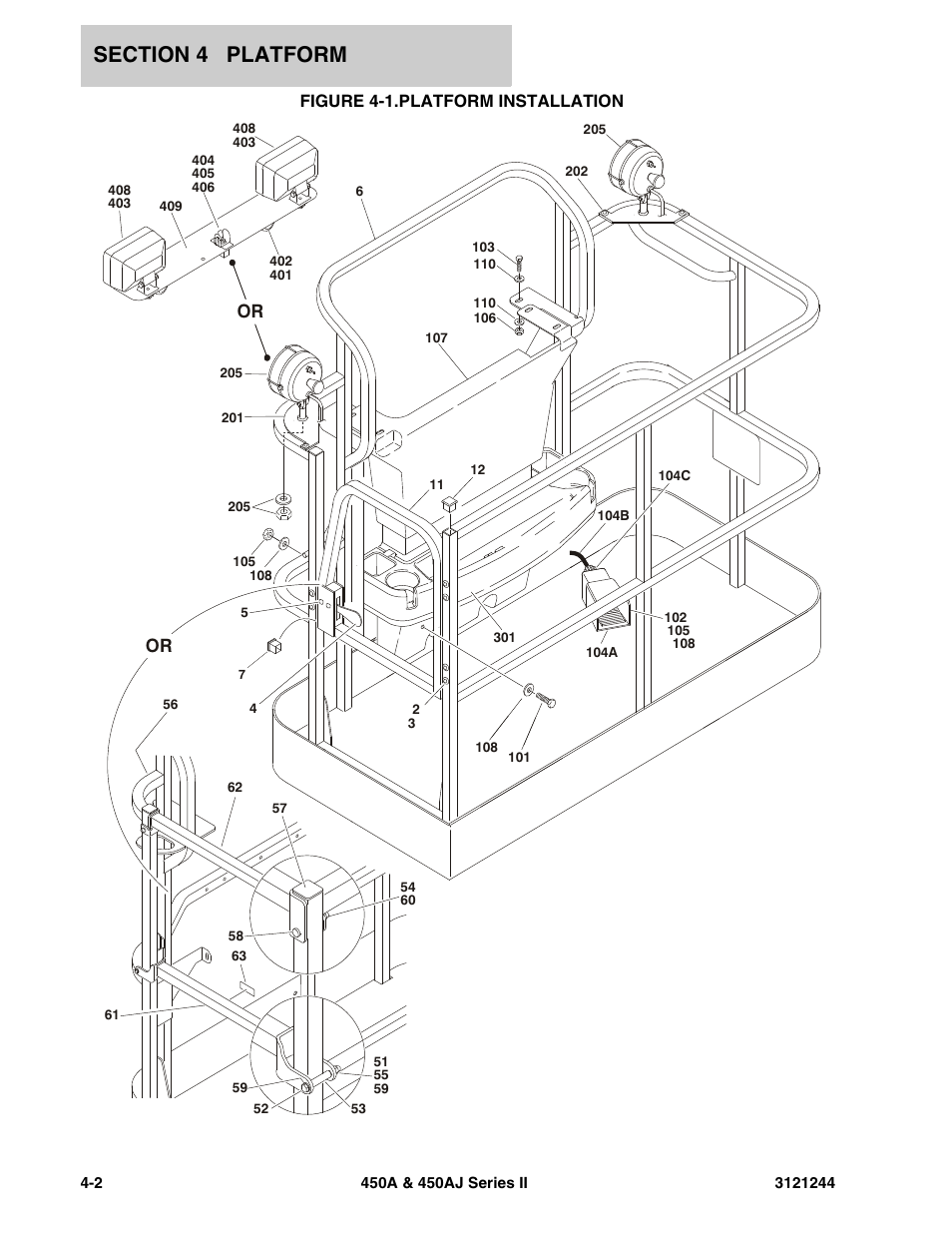 Figure 4-1. platform installation, Platform installation -2, Figure 4-1.platform installation | JLG 450A_AJ Series II Parts Manual User Manual | Page 264 / 440