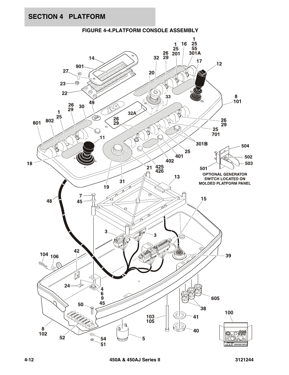 Figure 4-4. platform console assembly, Platform console assembly -12, Figure 4-4.platform console assembly | JLG 450A_AJ Series II Parts Manual User Manual | Page 274 / 440