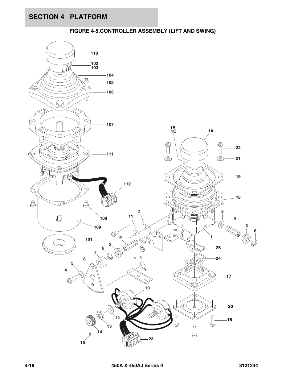 Figure 4-5. controller assembly (lift and swing), Controller assembly (lift and swing) -18, Figure 4-5.controller assembly (lift and swing) | JLG 450A_AJ Series II Parts Manual User Manual | Page 280 / 440