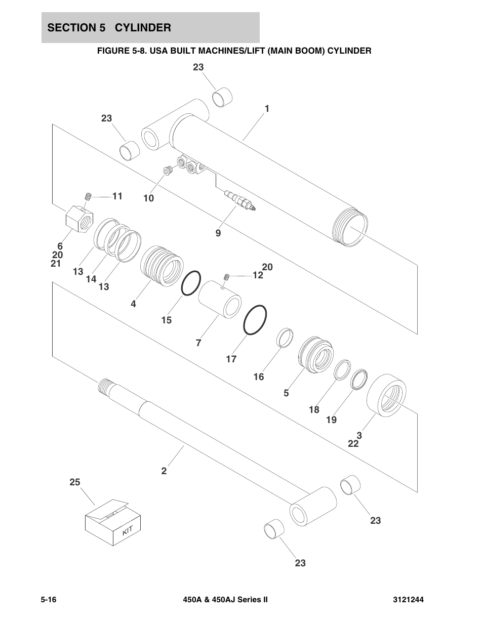 Usa built machines/lift (main boom) cylinder -16 | JLG 450A_AJ Series II Parts Manual User Manual | Page 302 / 440