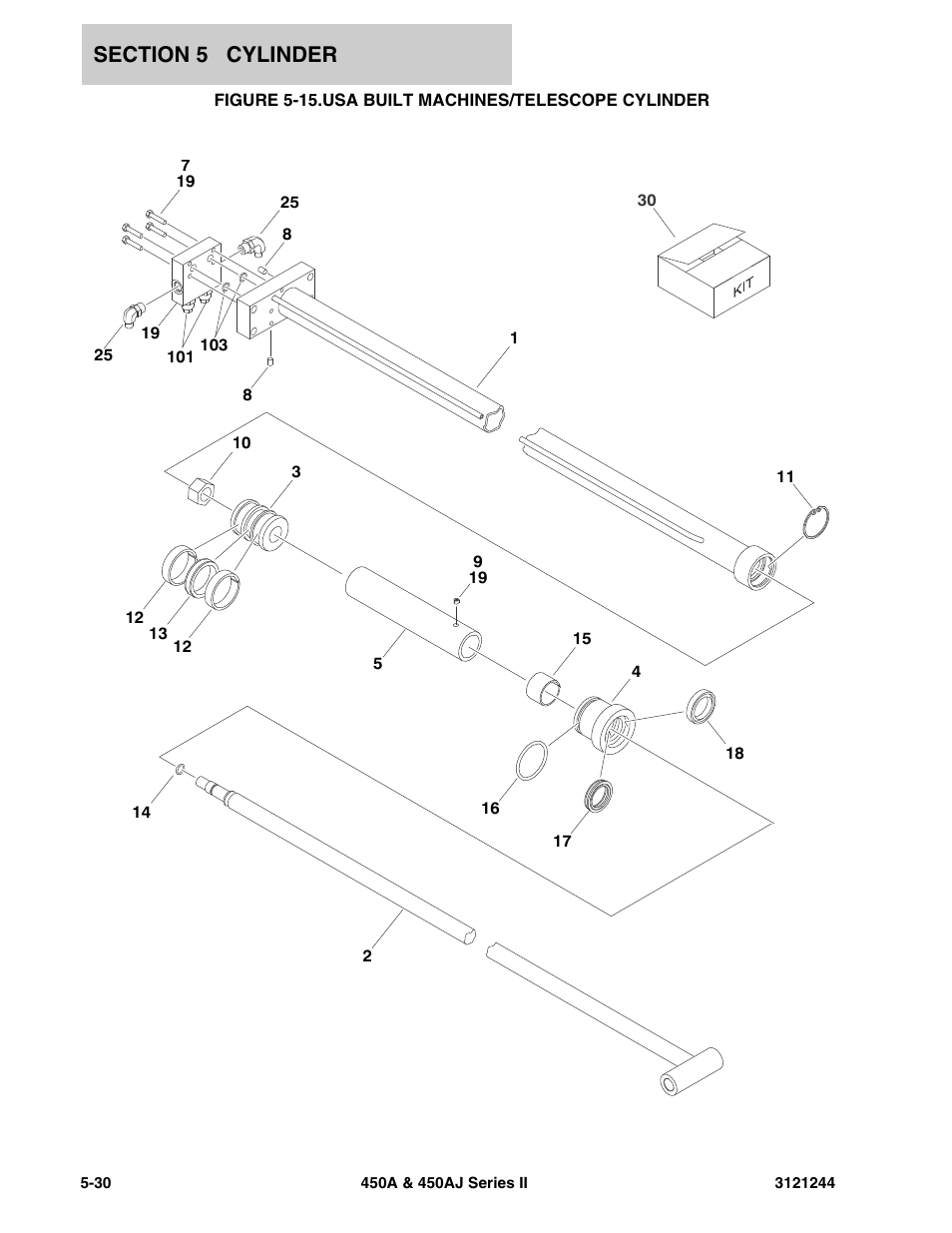 Figure 5-15. usa built machines/telescope cylinder, Usa built machines/telescope cylinder -30 | JLG 450A_AJ Series II Parts Manual User Manual | Page 316 / 440