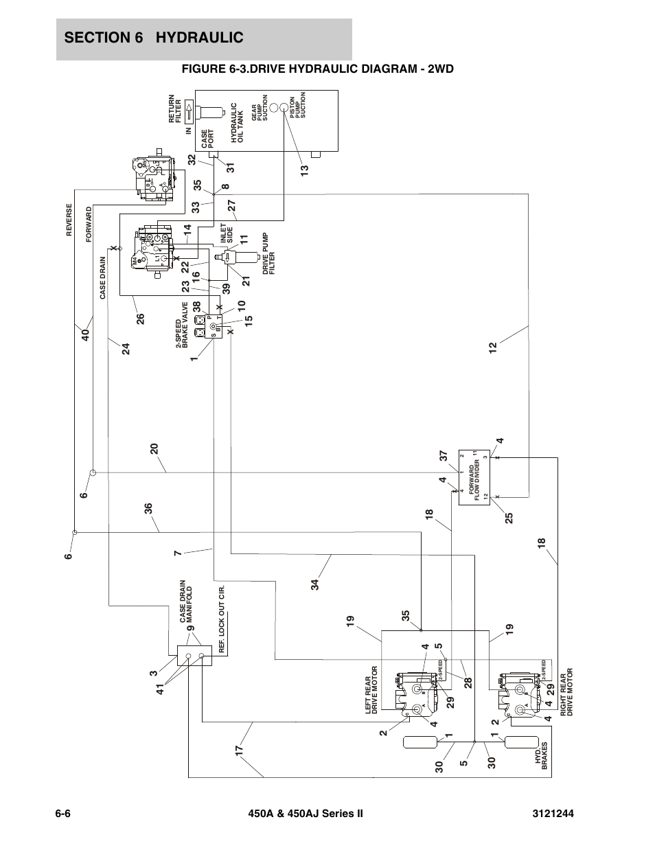 Figure 6-3. drive hydraulic diagram - 2wd, Drive hydraulic diagram - 2wd -6, Figure 6-3.drive hydraulic diagram - 2wd | JLG 450A_AJ Series II Parts Manual User Manual | Page 340 / 440