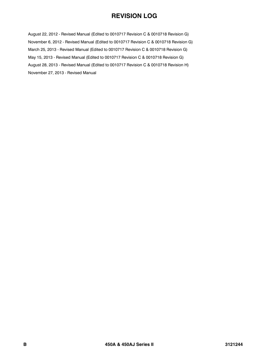 Revision log | JLG 450A_AJ Series II Parts Manual User Manual | Page 4 / 440