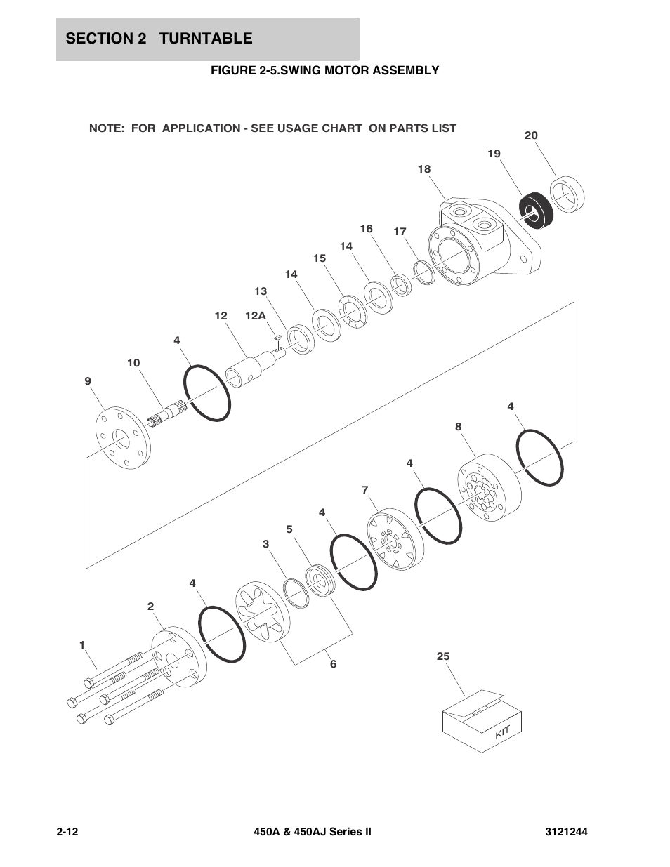 Figure 2-5. swing motor assembly, Swing motor assembly -12 | JLG 450A_AJ Series II Parts Manual User Manual | Page 60 / 440