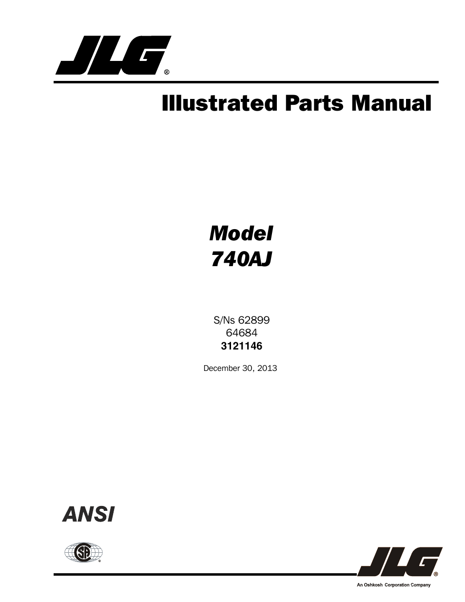 JLG 740AJ Parts Manual User Manual | 166 pages