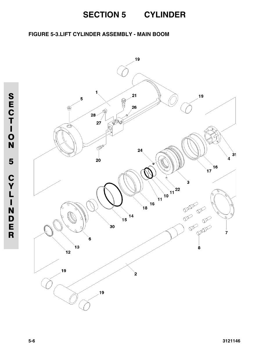 Figure 5-3. lift cylinder assembly - main boom | JLG 740AJ Parts Manual User Manual | Page 118 / 166