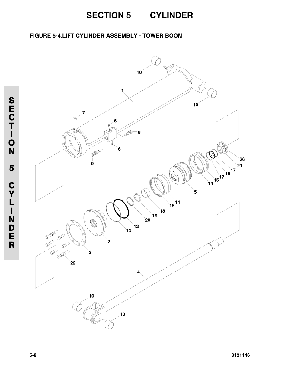 Figure 5-4. lift cylinder assembly - tower boom | JLG 740AJ Parts Manual User Manual | Page 120 / 166