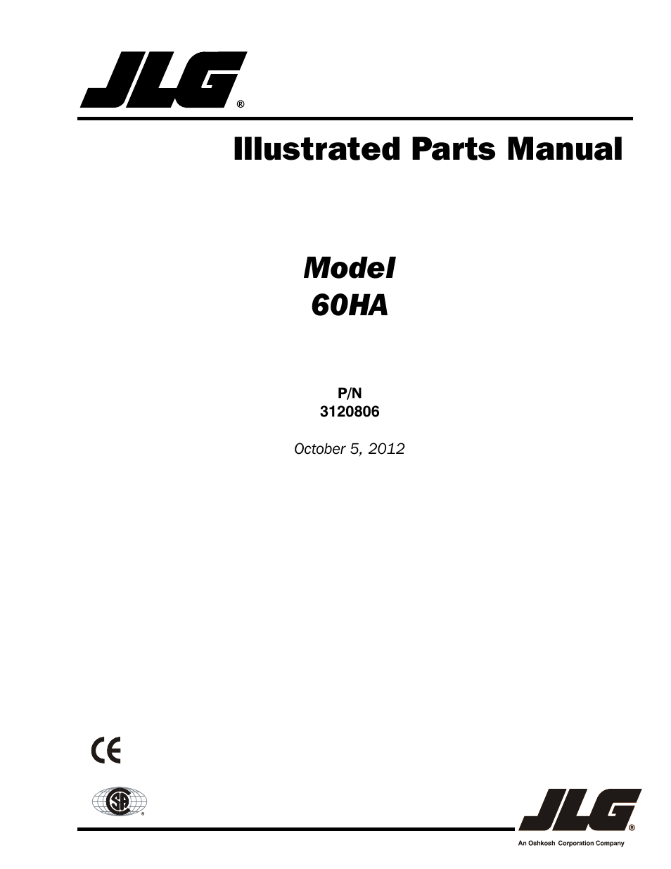 JLG 60HA Parts Manual User Manual | 306 pages