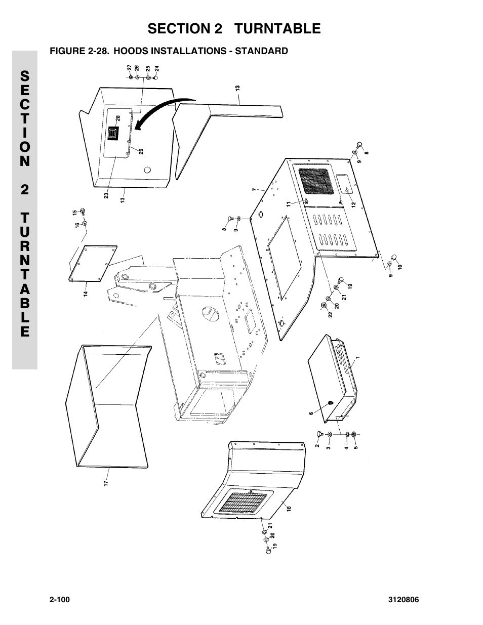 Figure 2-28. hoods installations - standard, Hoods installations - standard -100 | JLG 60HA Parts Manual User Manual | Page 162 / 306