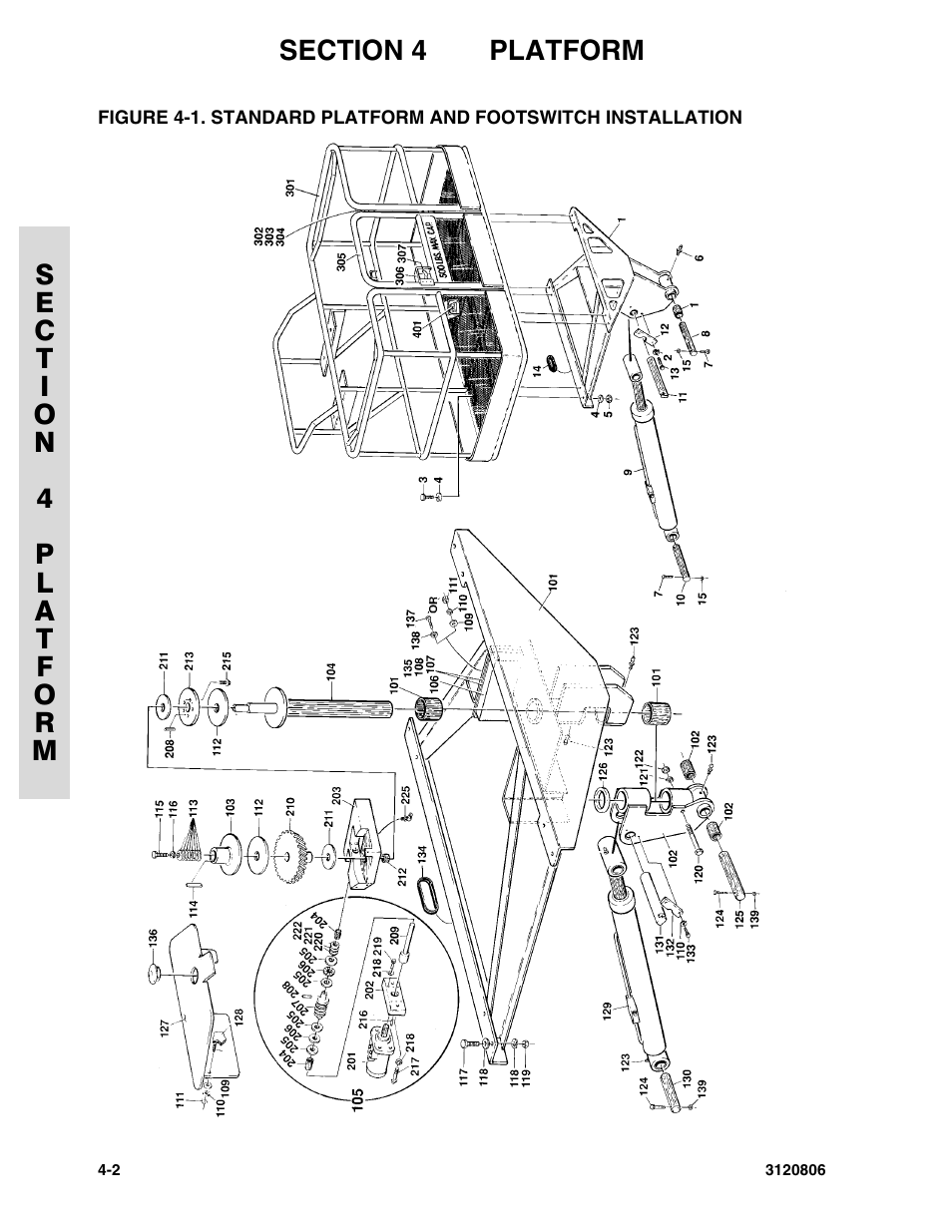 Standard platform and footswitch installation -2 | JLG 60HA Parts Manual User Manual | Page 184 / 306