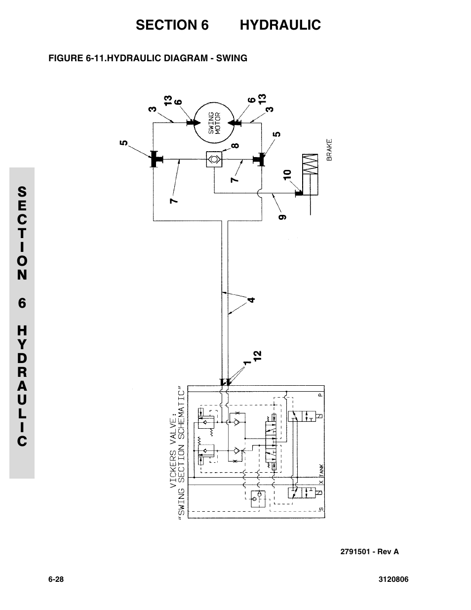Figure 6-11. hydraulic diagram - swing | JLG 60HA Parts Manual User Manual | Page 274 / 306