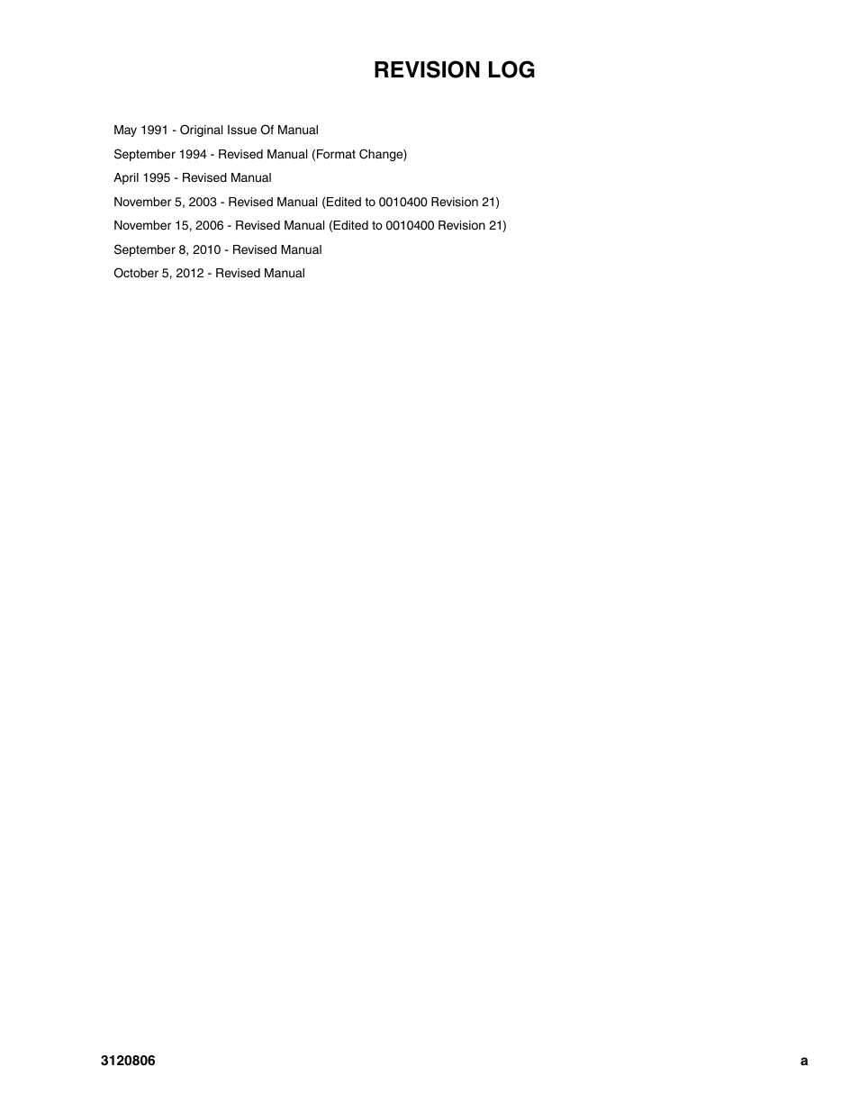 Revision log | JLG 60HA Parts Manual User Manual | Page 3 / 306