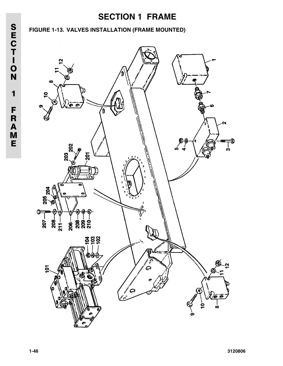 Figure 1-13. valves installation (frame mounted), Valves installation (frame mounted) -46 | JLG 60HA Parts Manual User Manual | Page 54 / 306