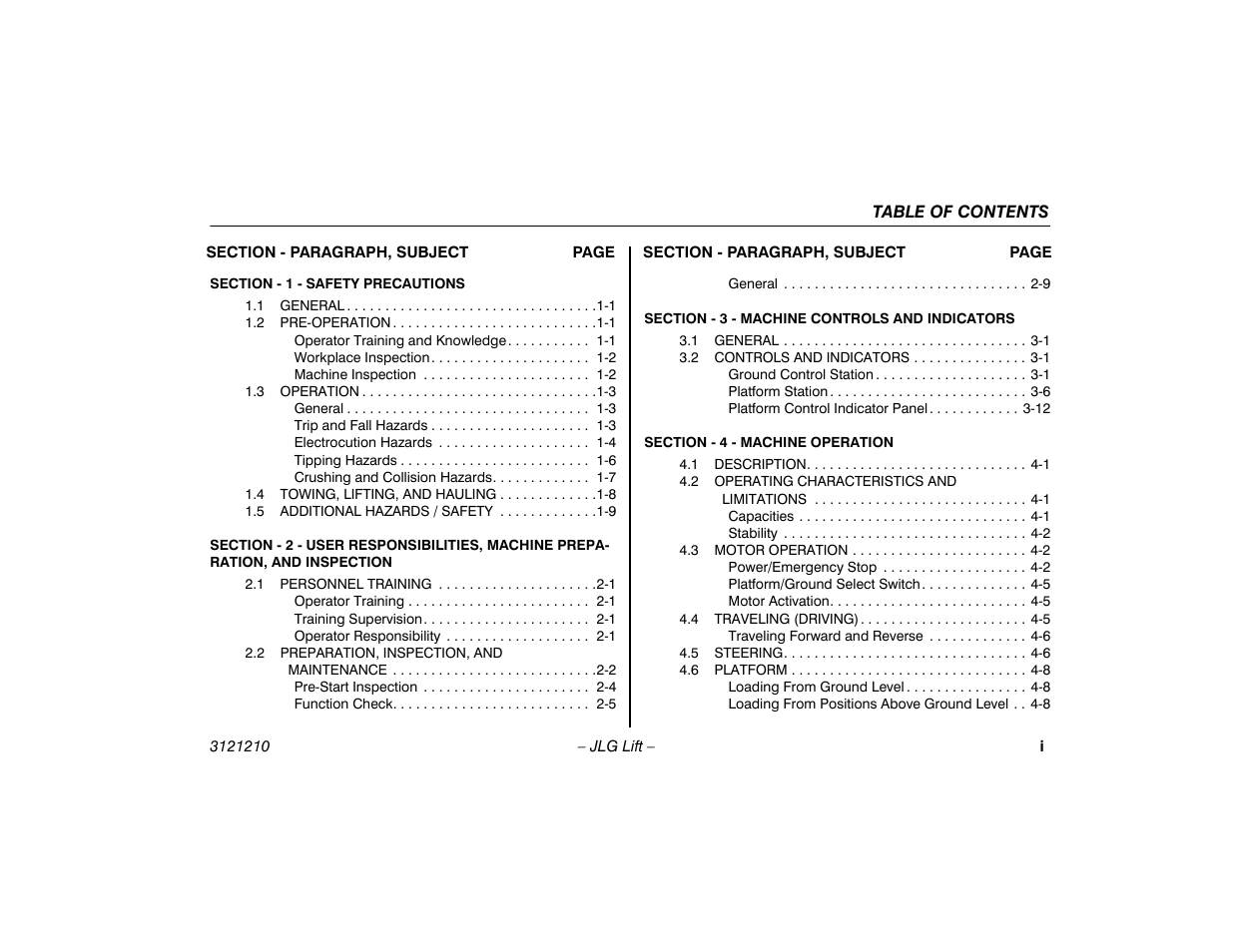 JLG M450 Operator Manual User Manual | Page 7 / 116