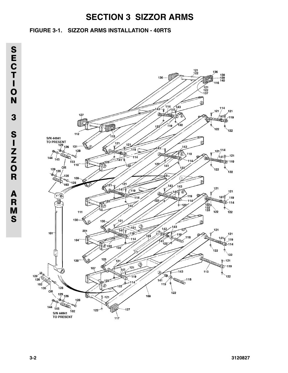 Figure 3-1. sizzor arms installation - 40rts | JLG 40RTS Parts Manual User Manual | Page 114 / 214