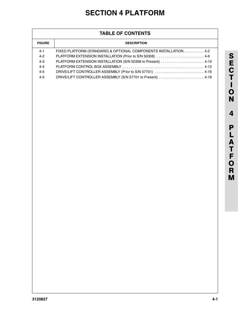 Section 4 platform, Section 4 - platform -1 | JLG 40RTS Parts Manual User Manual | Page 129 / 214
