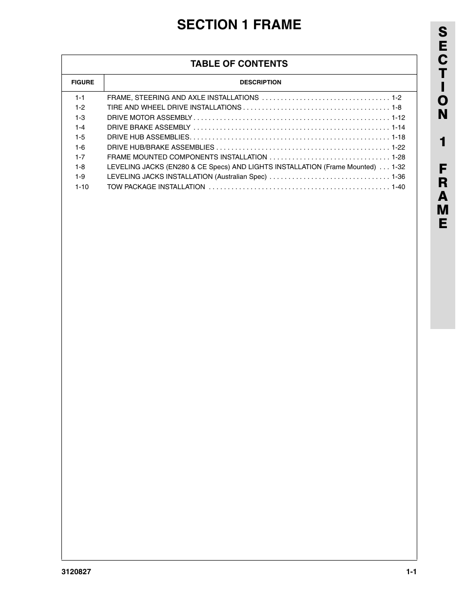 Section 1 frame, Section 1 - frame -1 | JLG 40RTS Parts Manual User Manual | Page 7 / 214