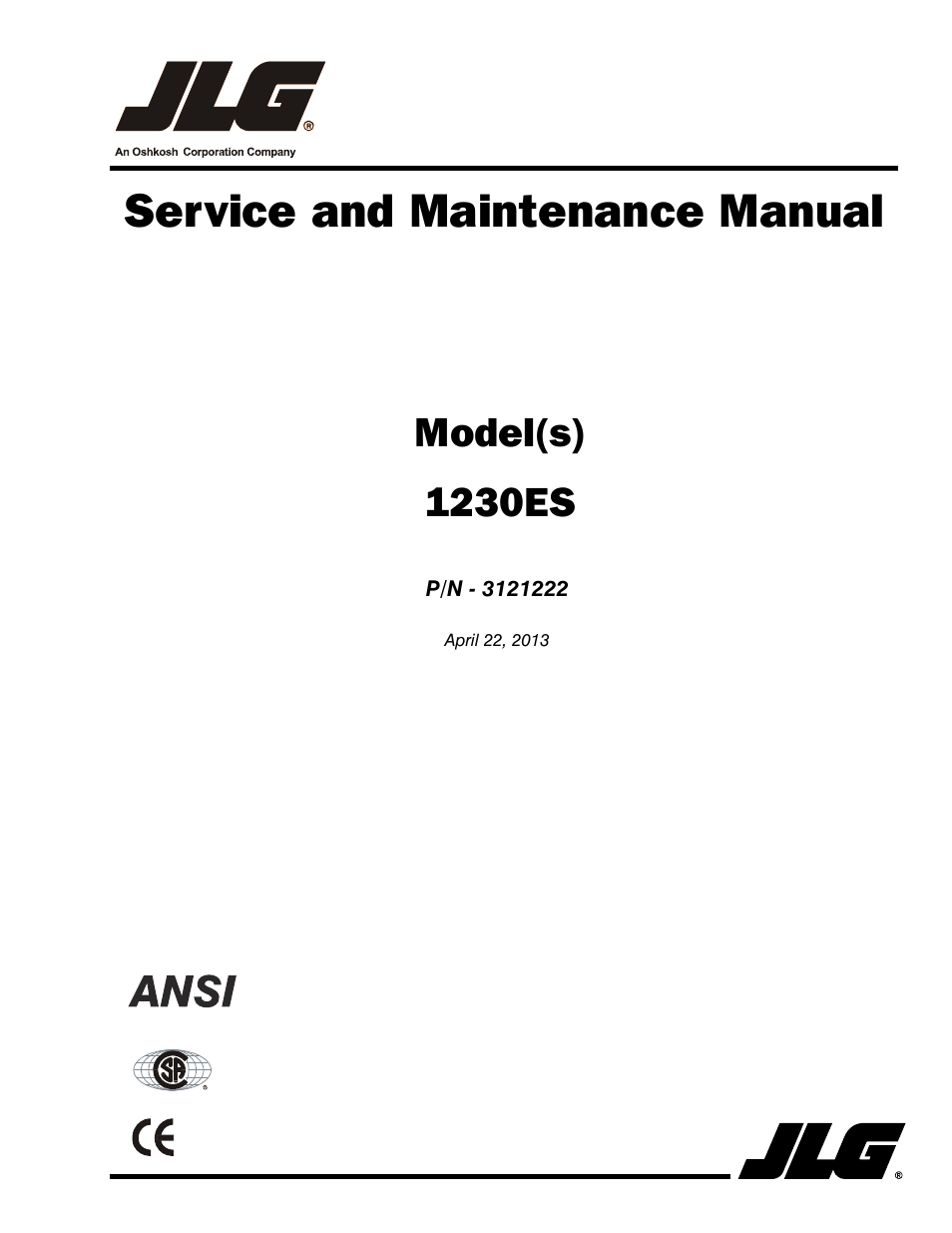 JLG 1230ES Service Manual User Manual | 198 pages