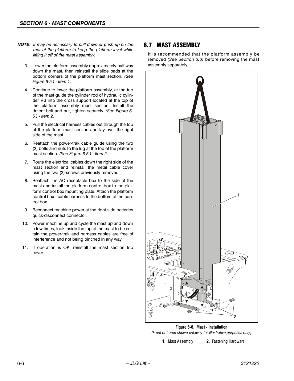 7 mast assembly, 7 mast assembly -6, Mast - installation -6 | JLG 1230ES Service Manual User Manual | Page 106 / 198