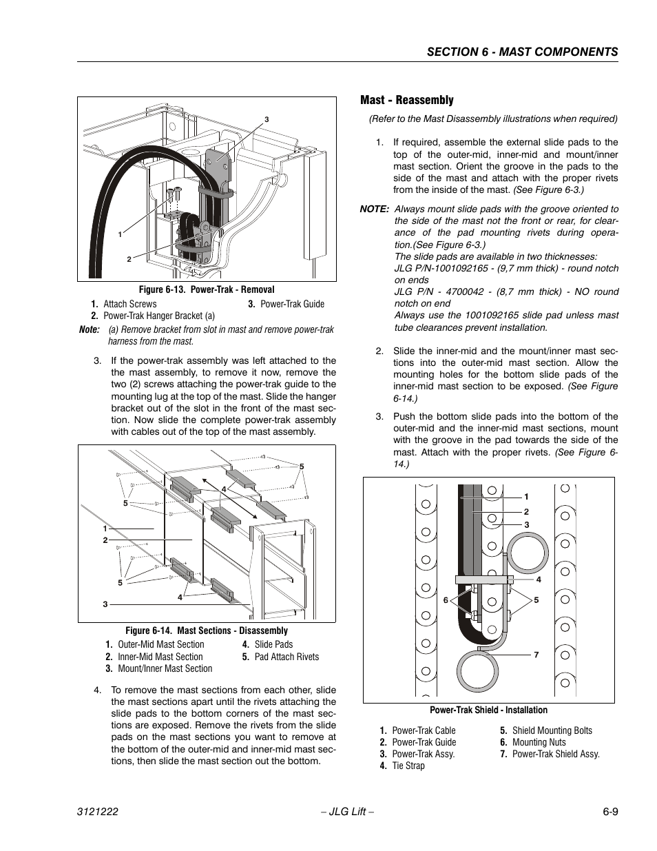 Mast - reassembly, Mast - reassembly -9, Mast sections - disassembly -9 | Power-trak - removal -9 | JLG 1230ES Service Manual User Manual | Page 109 / 198
