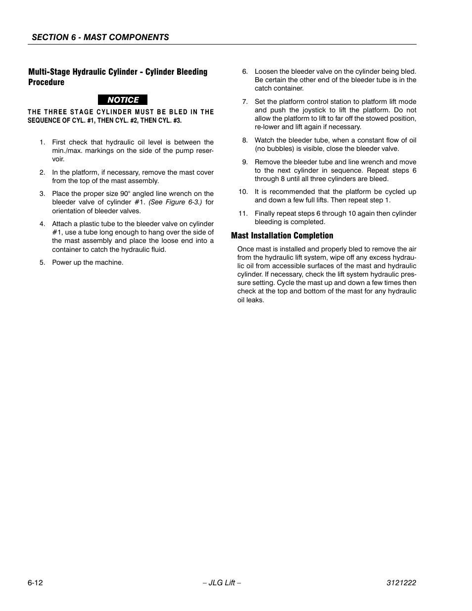 Mast installation completion | JLG 1230ES Service Manual User Manual | Page 112 / 198