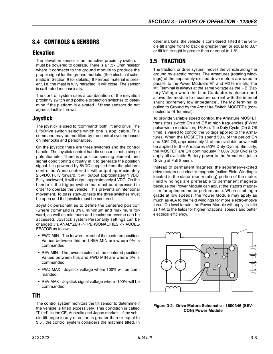 4 controls & sensors, Elevation, Joystick | Tilt, 5 traction, 4 controls & sensors -3, Elevation -3 joystick -3 tilt -3, 5 traction -3, 4 controls & sensors elevation | JLG 1230ES Service Manual User Manual | Page 33 / 198