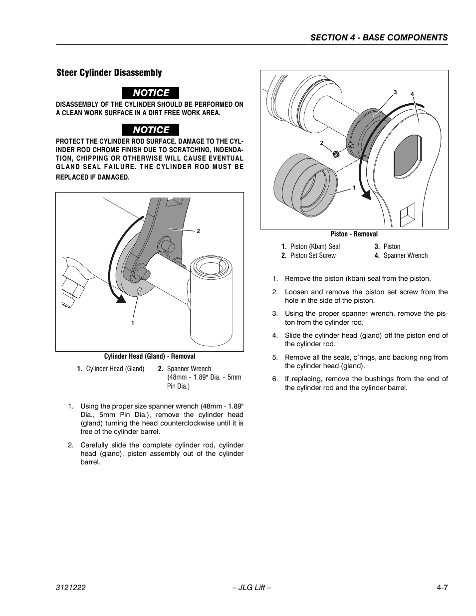 Steer cylinder disassembly, Steer cylinder disassembly -7 | JLG 1230ES Service Manual User Manual | Page 43 / 198
