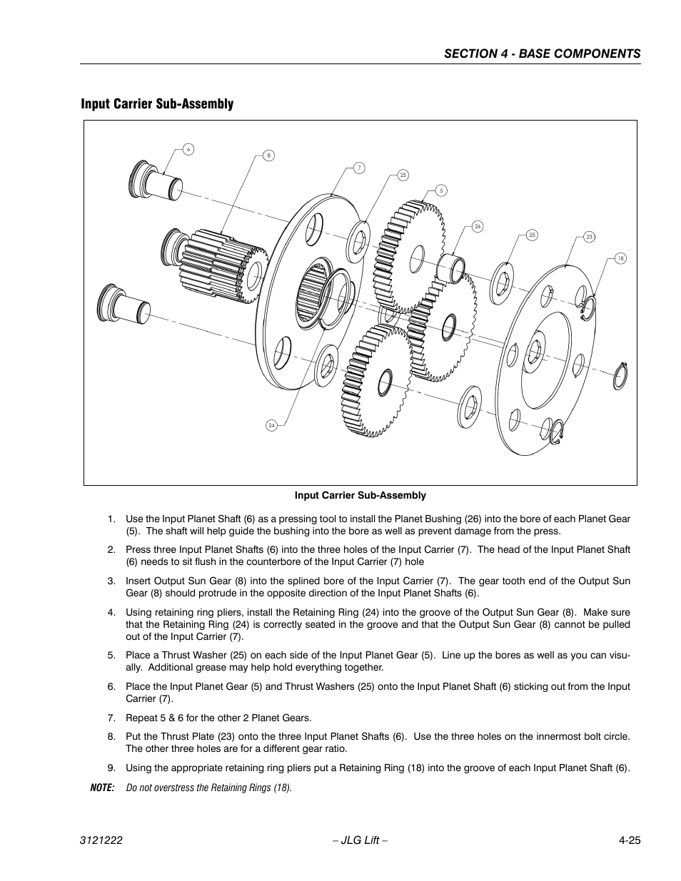 Input carrier sub-assembly, Input carrier sub-assembly -25 | JLG 1230ES Service Manual User Manual | Page 61 / 198