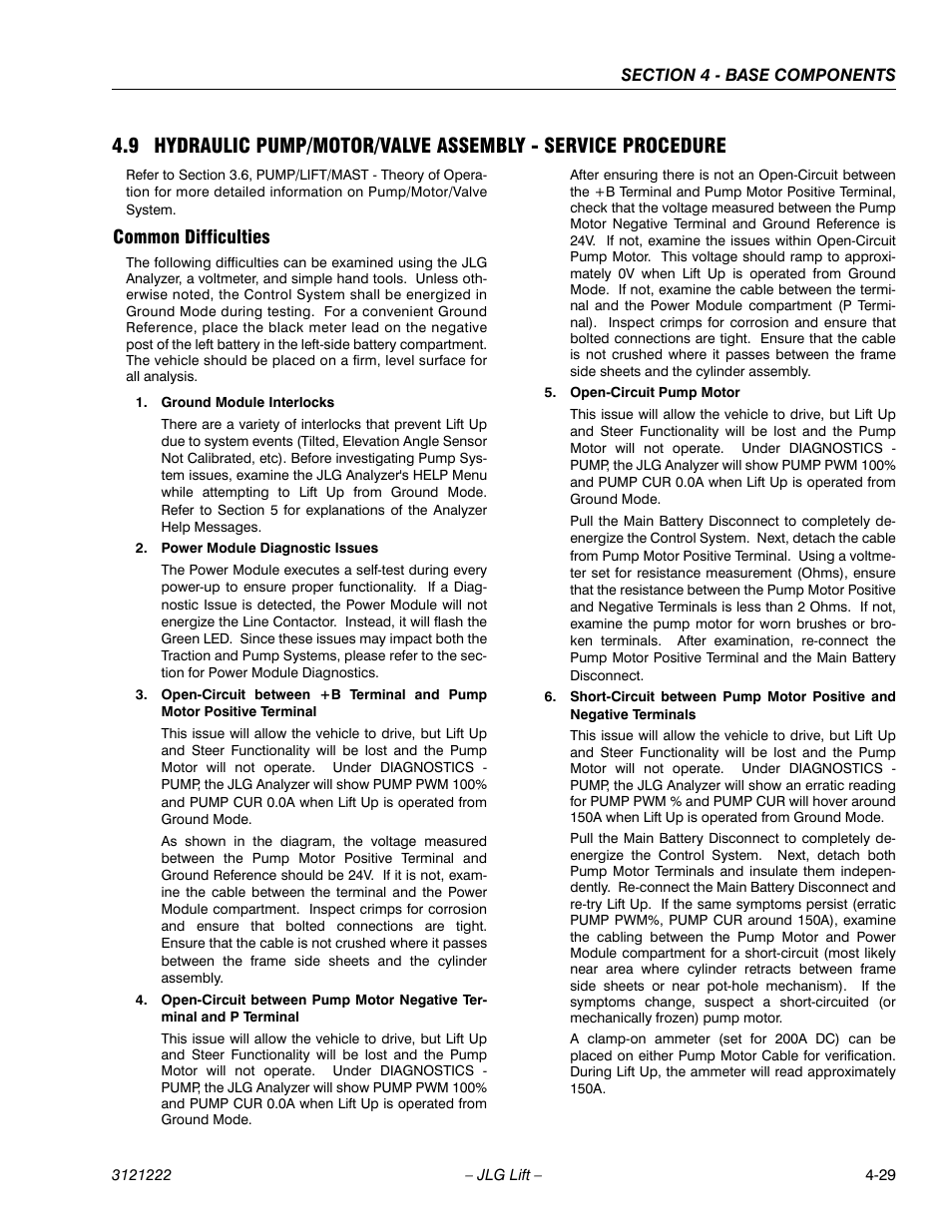 Common difficulties, Common difficulties -29 | JLG 1230ES Service Manual User Manual | Page 65 / 198